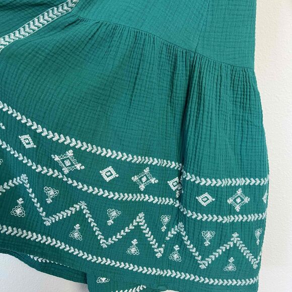 Soft Surroundings Size XS Dress Teal Peasant Long Sleeves Embroidery - Picture 9 of 13